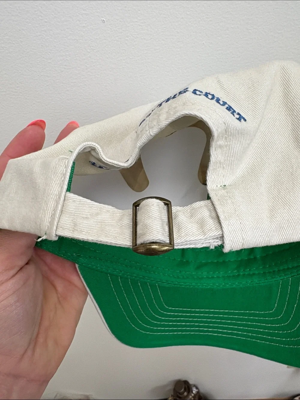 Time and Tru Cream Pickleball Varsity Baseball Cap with Blue Embroidery
